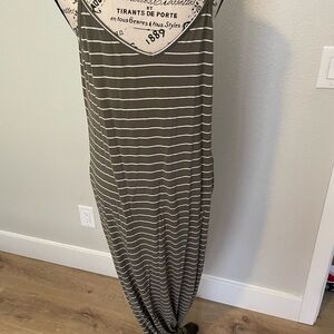 Striped beach Maxi Dress with pockets